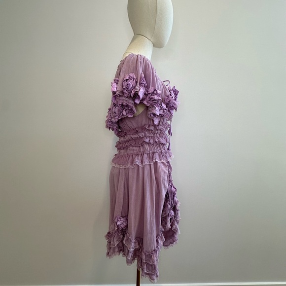 Worn Once Fillyboo Free People Seychelles Mini Dress Ruffle Lace Purple - Picture 6 of 10